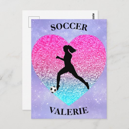 Meisjes Love Soccer Briefkaart (Voorkant / Achterkant)