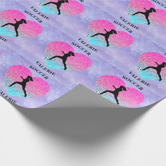 Meisjes Love Soccer Cadeaupapier (Hoek)