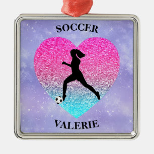 Meisjes Love Soccer Metalen Ornament