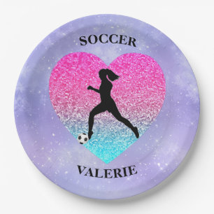 Meisjes Love Soccer Papieren Bordje