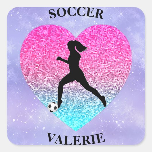 Meisjes Love Soccer Vierkante Sticker (Voorkant)