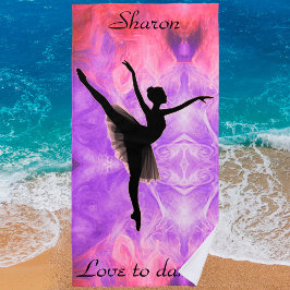 Meisjes "Love to Dance" Roze en Paarse keukenhandd Strandlaken