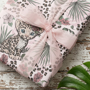 Meisjes Luipaard Roze Safari Kinderen Jungle Patro Cadeaupapier