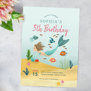 Meisjes Magisch Onder het Zee Zeemeermin 5e Verjaa Kaart