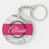 Meisjes marmer roze design sleutelhanger (Achterkant)