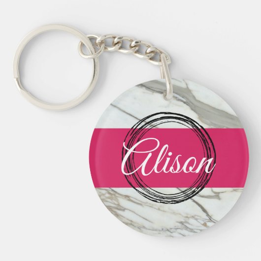 Meisjes marmer roze design sleutelhanger (Voorkant)