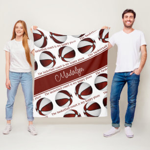 Meisjes Maroon witte basketbalveld mijn gelukkige Fleece Deken