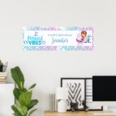 Meisjes Mermaid Birthday - Gepersonaliseerd Poster (Thuiskantoor)