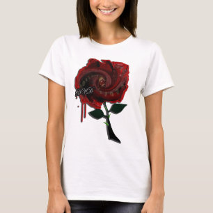 Meisjes met bloedroos gothic emo industriële muzi t-shirt