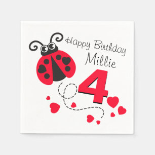 Meisjes met de naam '4e verjaardag rode ladybug na servetten