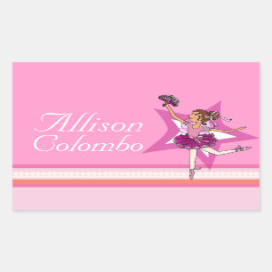 Meisjes met de naam ballerina roze balletsticker rechthoekige sticker