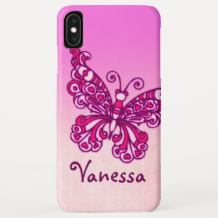 Meisjes met de naam paarse roze vlinder iPhone XS max hoesje