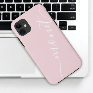 Meisjes met handgeschreven scriptnaam Roze Aangepa iPhone 11 Hoesje