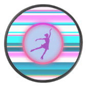 Meisjes met schaatsen hockey puck (Voorkant)