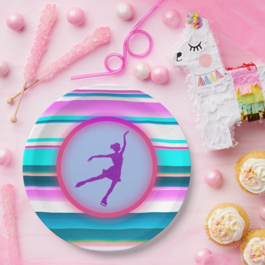 Meisjes met schaatsen papieren bordje (Feest)
