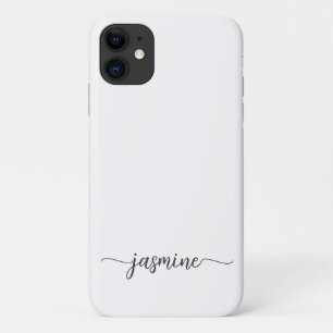 Meisjes-minimalistisch witmonogram-naamscript iPhone 11 hoesje
