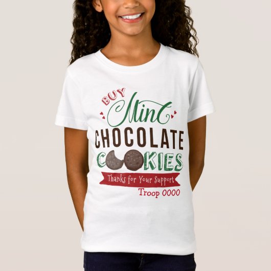 Meisjes Mint Chocolate Cookies Shirt Aangepast (Voorkant)