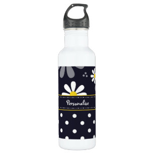 Meisjes Mod Daisies en Polka Dots met naam Waterfles