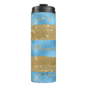 Meisjes Modern Gold Glitter Script Persoonlijke na Thermosbeker