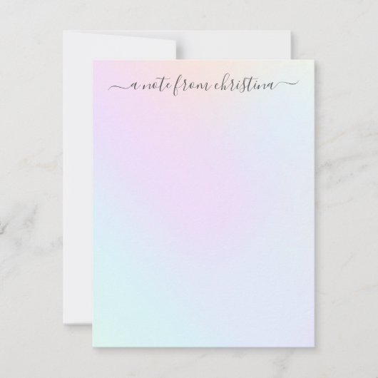 Meisjes modern holografisch stijlvol script notitiekaartje (Voorkant)