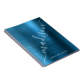 Meisjes Modern Mid Blue Metal Monogram Handtekenin Notitieboek (Rechterzijde)