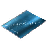 Meisjes Modern Mid Blue Metal Monogram Handtekenin Notitieboek (Linkerzijde)