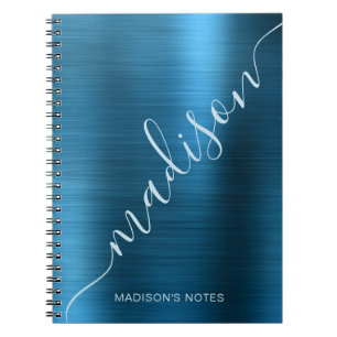 Meisjes Modern Mid Blue Metal Monogram Handtekenin Notitieboek