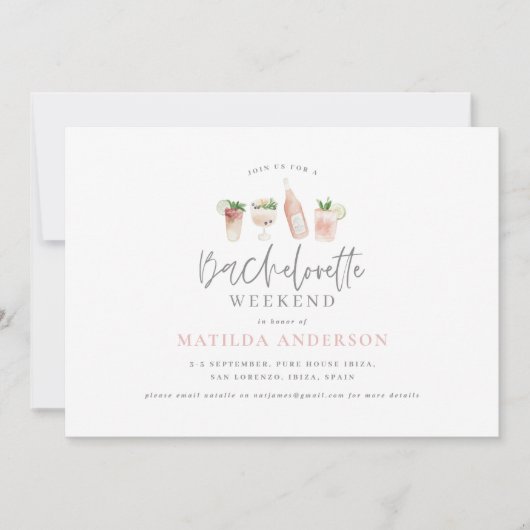 Meisjes modern roze kerkbachelorette weekend aankondiging (Voorkant)