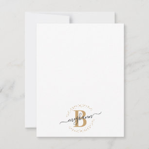 Meisjes Modern White Gold Name Script Monogramed Notitiekaartje