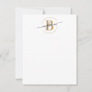Meisjes Modern White Gold Name Script Monogramed Notitiekaartje