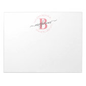 Meisjes Modern White Roze Name Script Monogramed Notitieblok (Voorkant)