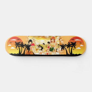 Meisjes moderne skateboarder, trendy anime girl skateboard