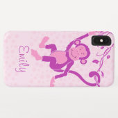 Meisjes monkey roze paarse grafische naam Case-Mate iPhone case (Achterkant (horizontaal))