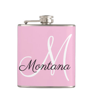 Meisjes monogram Matig Roze Elegant Handje Heupfles