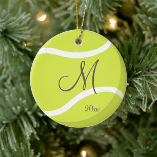meisjes monogrammed tennis keramisch ornament