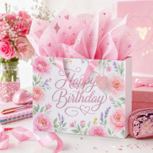 Meisjes Mooi Verjaardag Zilver Roze Bloemen
