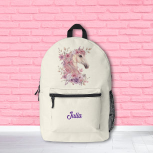 Meisjes Mooie Paardjes Pastel Bloemen Paard Bedrukte Rugzak