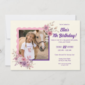 Meisjes Mooie Paardjes Pastel Bloemen Paard Foto Kaart