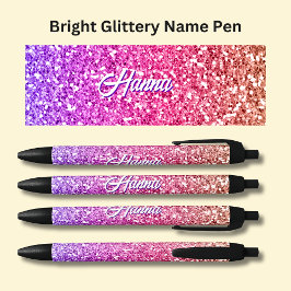 Meisjes naam Bright Paarse Mauve Roze Glitter Effe Zwarte Inkt Pen