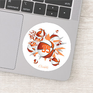 Meisjes naam op oranje witte basketballen sterren sticker