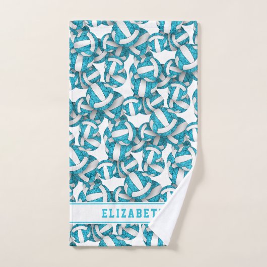 Meisjes naam turquoise volleyballen patroon bad handdoek (Handdoek)