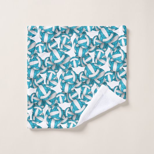 Meisjes naam turquoise volleyballen patroon bad handdoek (Wasdoekje)