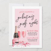 Meisjes Nacht Roze Champagne Galentine's Day Kaart (Voorkant)