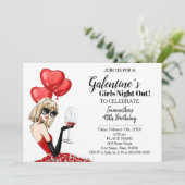 Meisjes nachten Galentine's geboorte feest Bash Kaart (Staand voorkant)