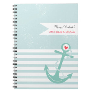 Meisjes Nautical Anchor gepersonaliseerd Notitieboek