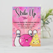 Meisjes Neon Roze Bowling Tie Dye Feest Kaart (Staand voorkant)