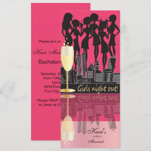 Meisjes Night Out, Bachelorette Party - Hot Pink Kaart