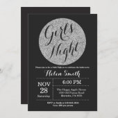 Meisjes Night Out Black en Silver Glitter Kaart (Voorkant / Achterkant)