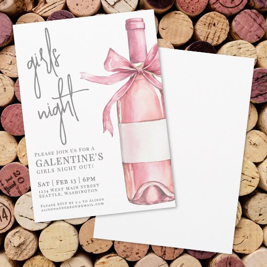 Meisjes Night Pink Galentine's Day Kaart