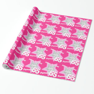 Meisjes noemen 65 jaar voegt je foto roze sterpatr cadeaupapier